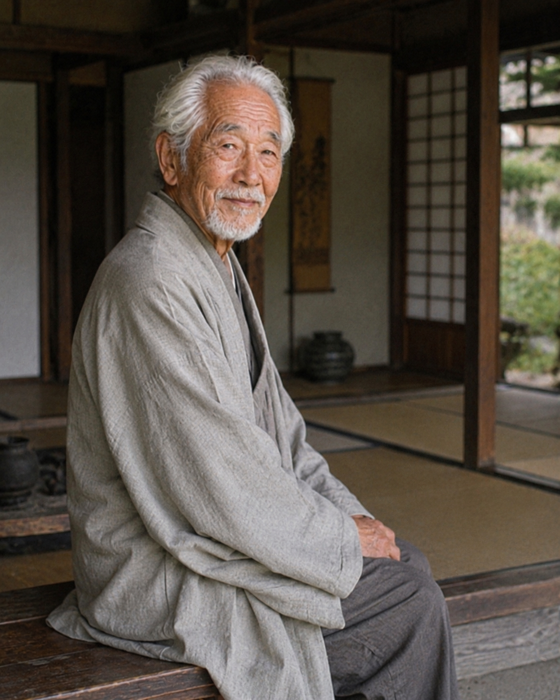 Master Hiro Tanaka seated in a traditional Japanese room